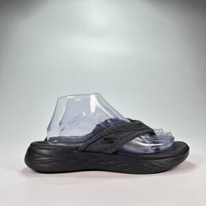 Skechers On the Go 600 Black Gray Flip Flops Sandals 140150SA Women’s Size 9
